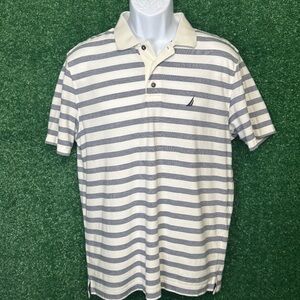 Nautica Blue and white Polo Shirt Classic Stripes